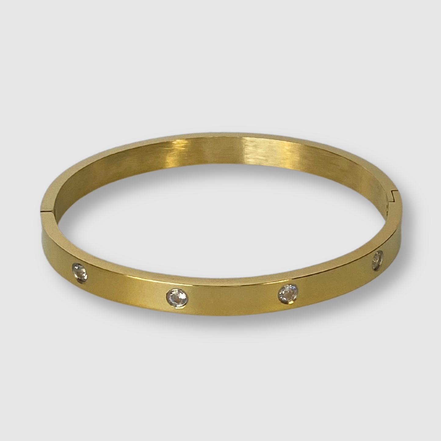 Bracelet-jonc Modella-luxe, acier inoxydable, strass, couleur or