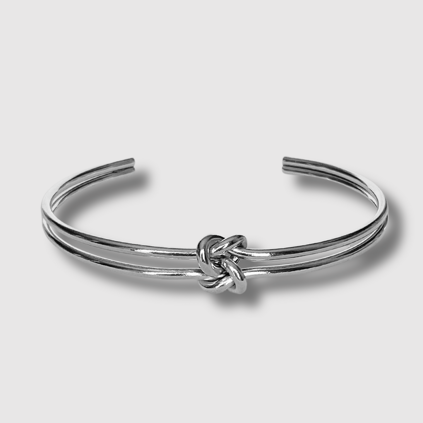 Bracelet-jonc Node, acier inoxydable, ajustable, nœud, bracelet double, couleur argent