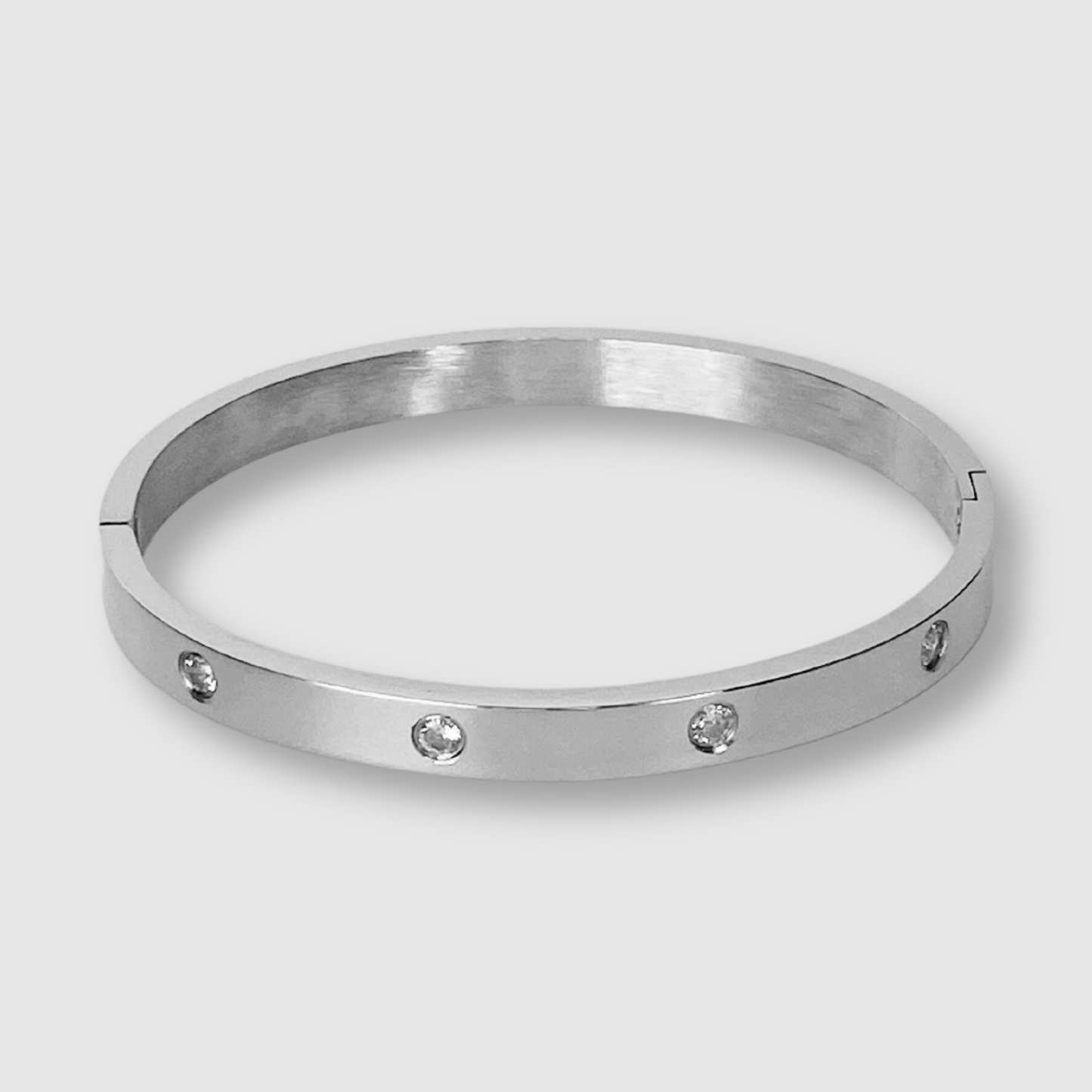 Bracelet-jonc Modella-luxe, acier inoxydable, strass couleur argent