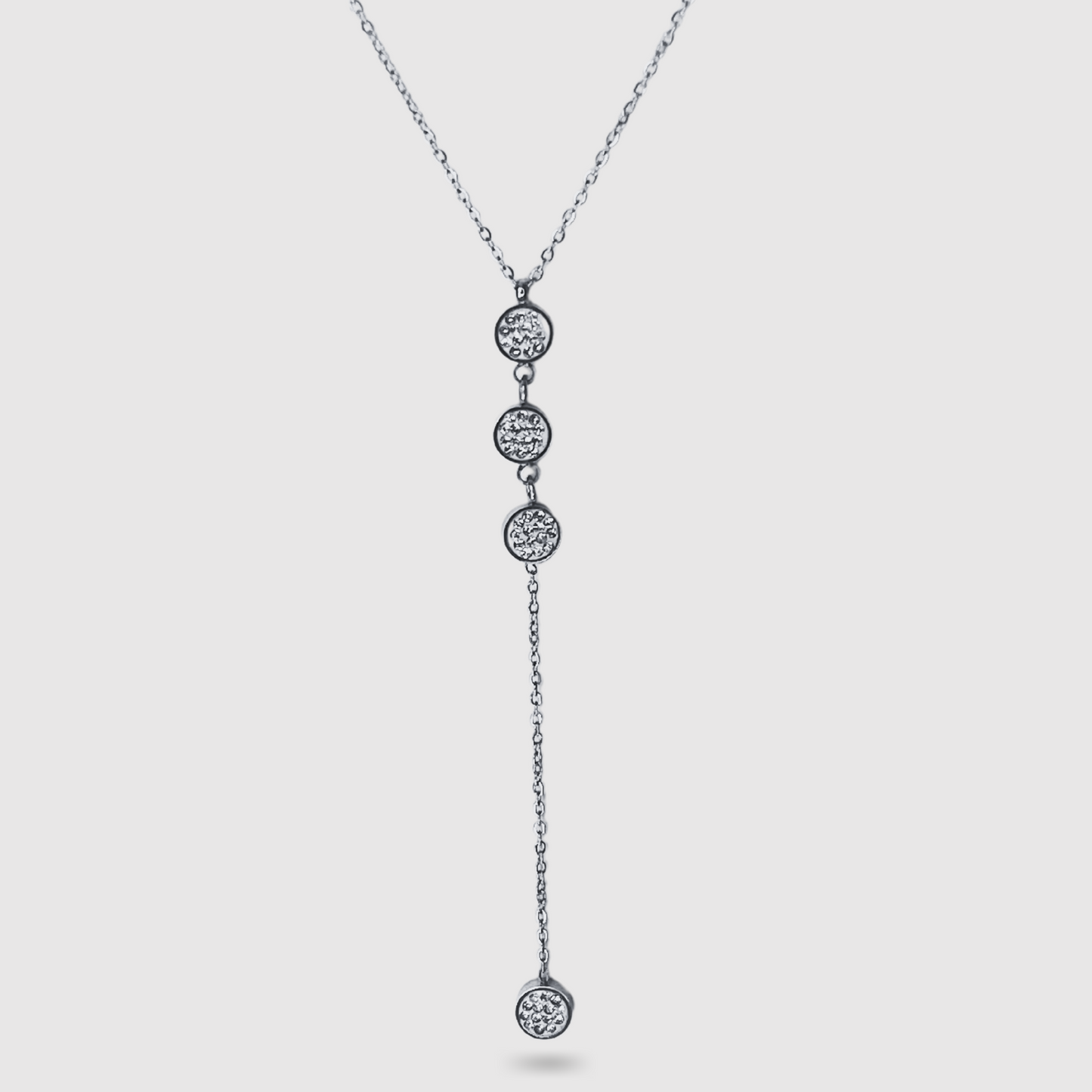 Collier Manifica, acier inoxydable, descente, 4 cercles avec strass, ajustable, couleur argent