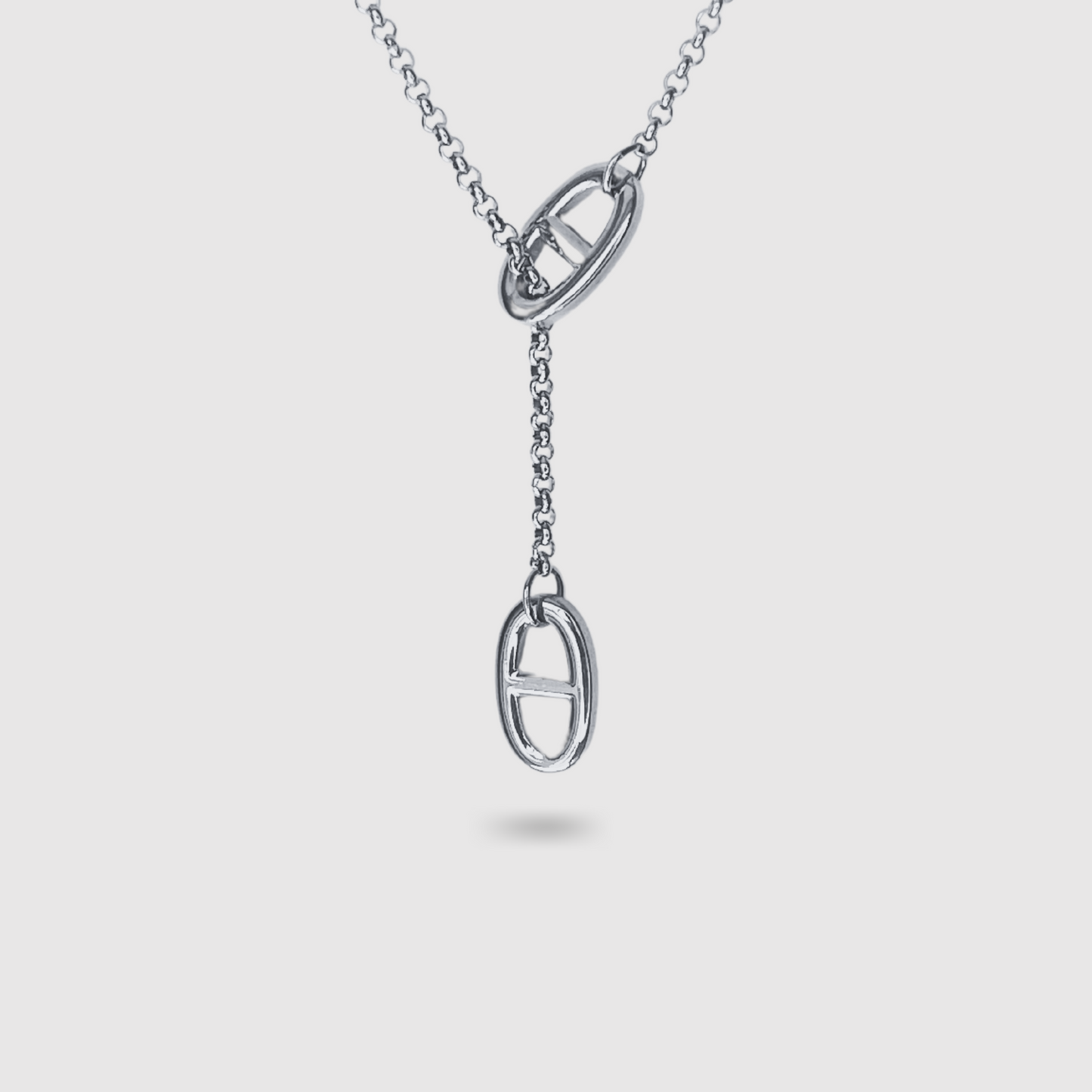 Collier Rêvira-chic, acier inoxydable, 2 maillons, descente, ajustable, couleur argent