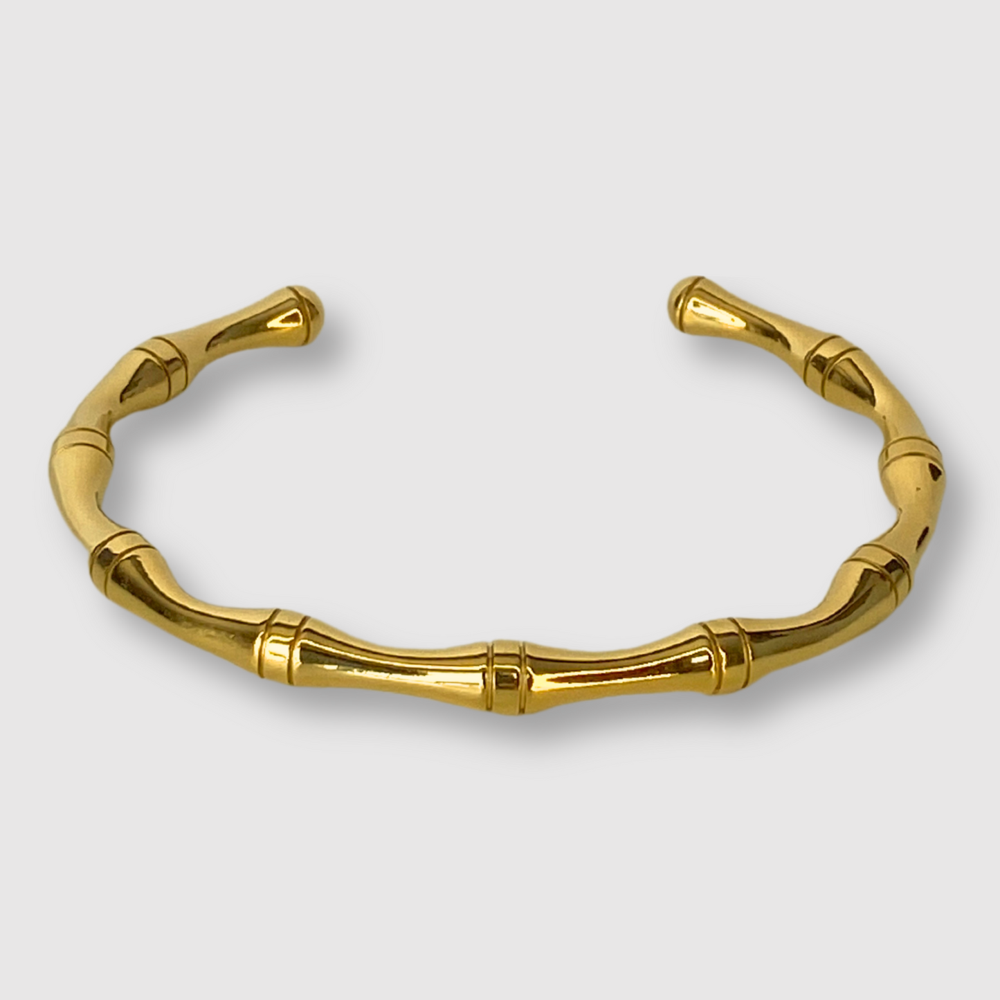 Bracelet-jonc Bambou, acier inoxydable, couleur or, forme bambou, ajustable