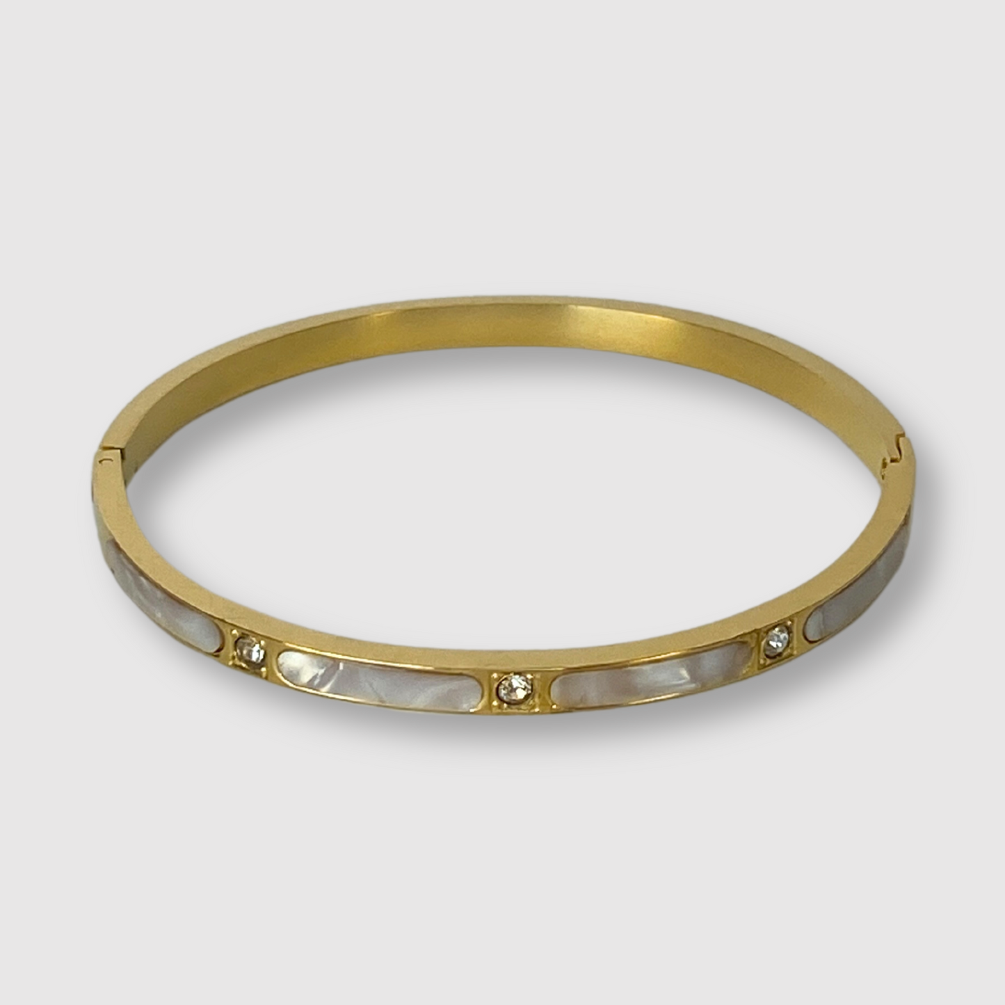 Bracelet-jonc Vénus, acier inoxydable, couleur or, strass, effet pierre