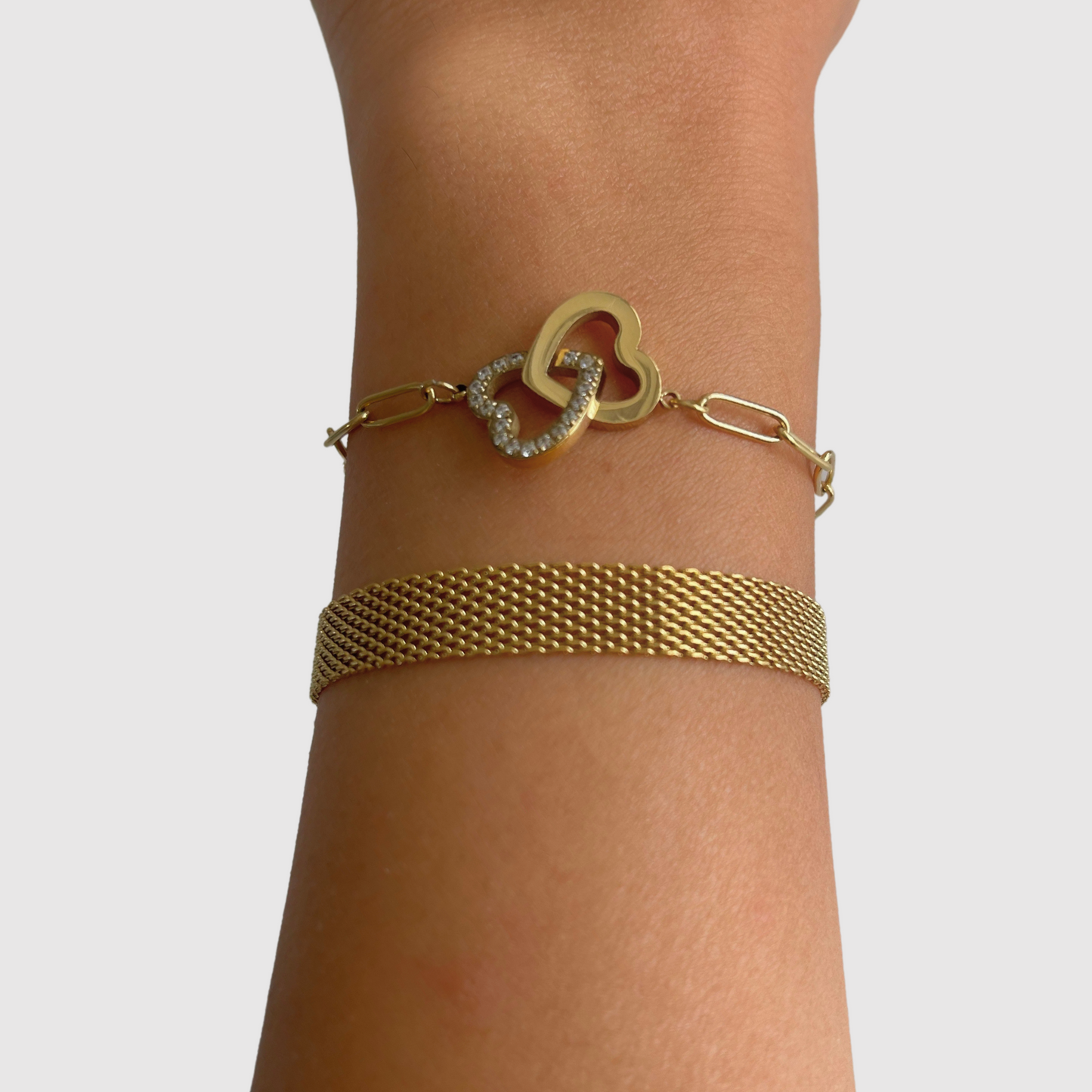 Bracelet Cléopatra, acier inoxydable, couleur or, bracelet plat, ajustable + Bracelet Belladiva