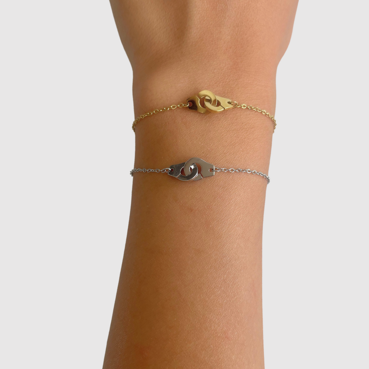 Bracelet Rebellux, acier inoxydable, menottes, ajustable, couleur or, couleur argent