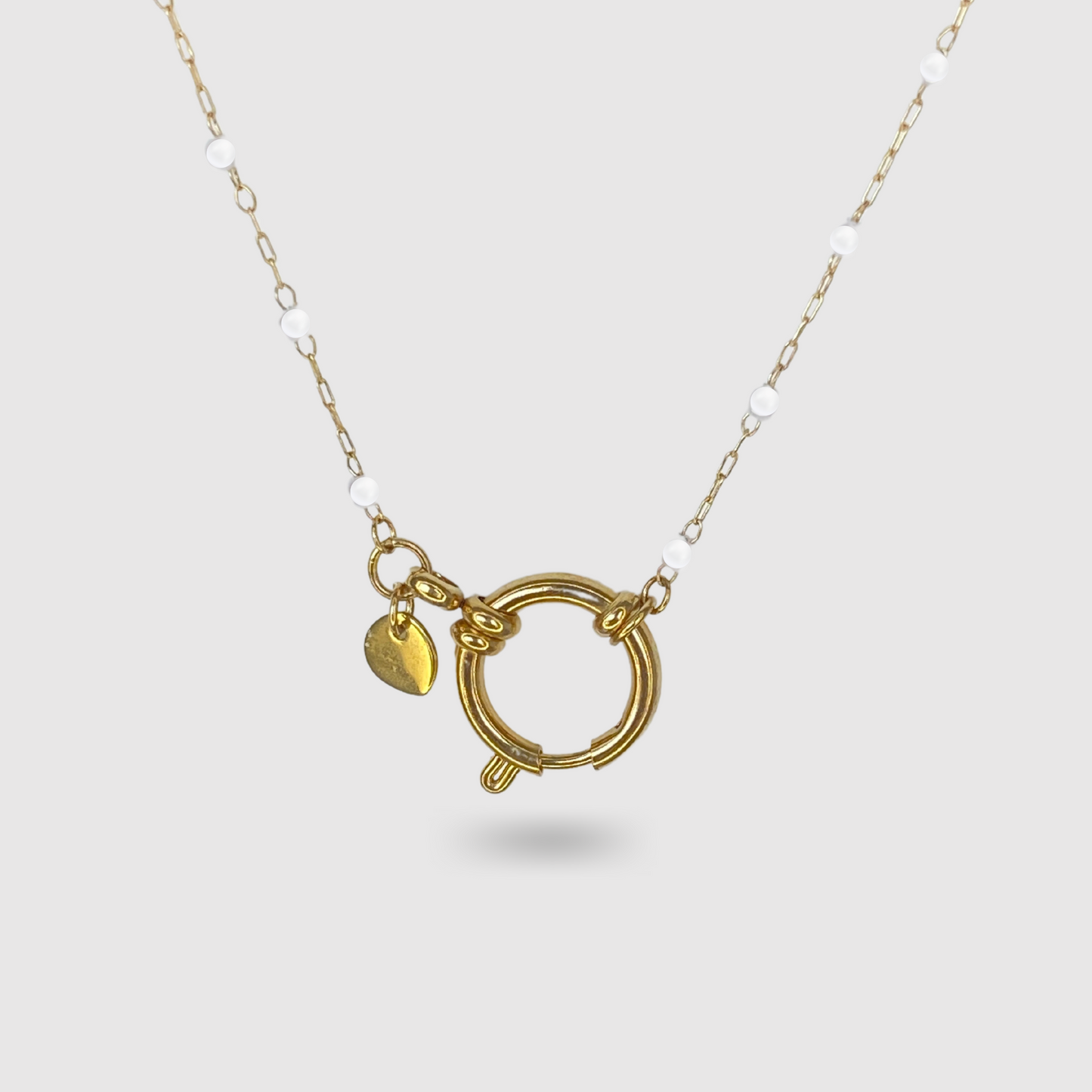 Collier Annita, acier inoxydable, couleur or, perles, fermeture anneau