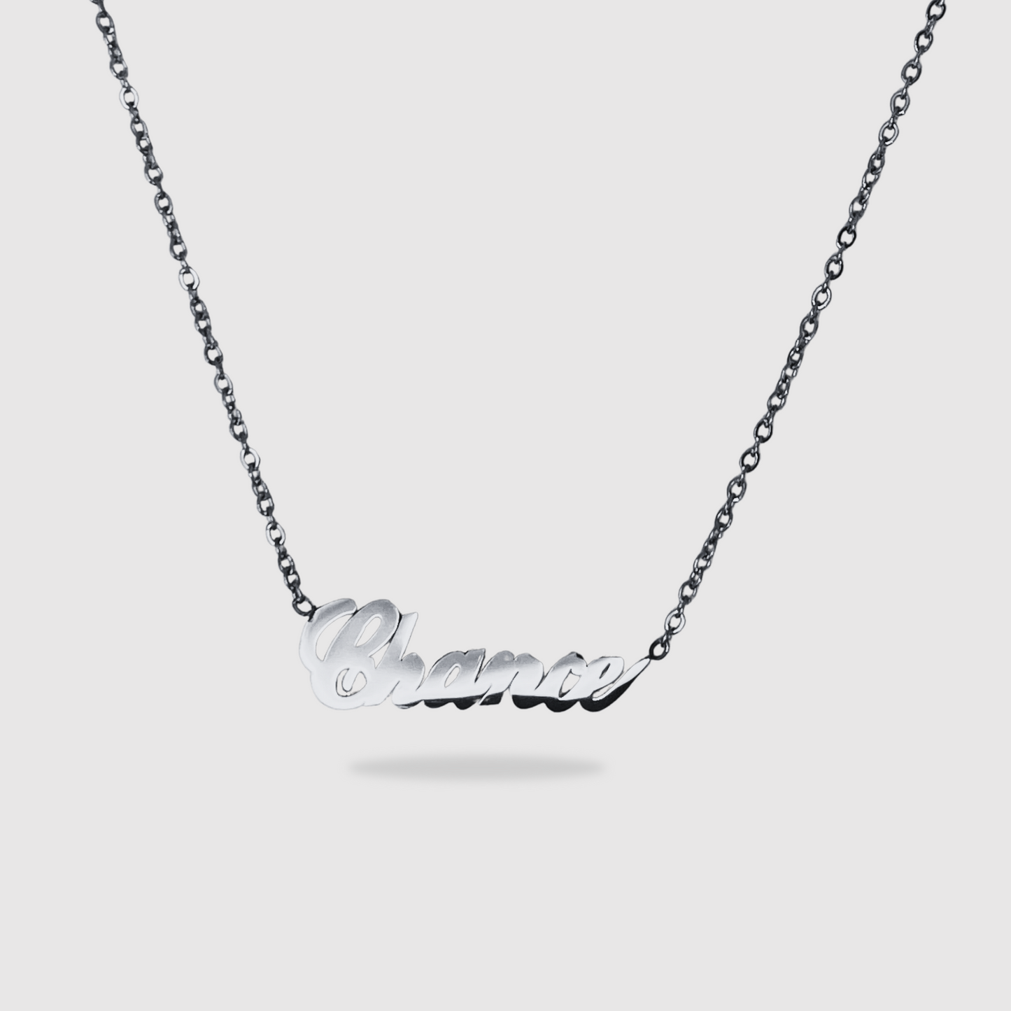 Collier Chance, acier inoxydable, mot chance, ajustable, couleur argent