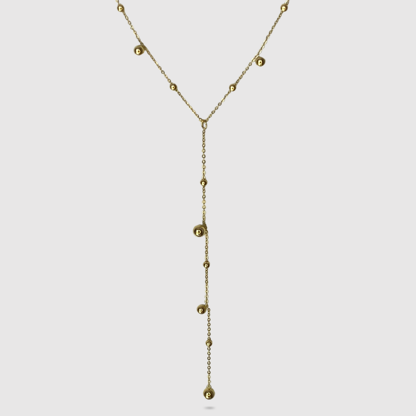 Collier Fabulinda, acier inoxydable, perles dorées, descente, ajustable, couleur or