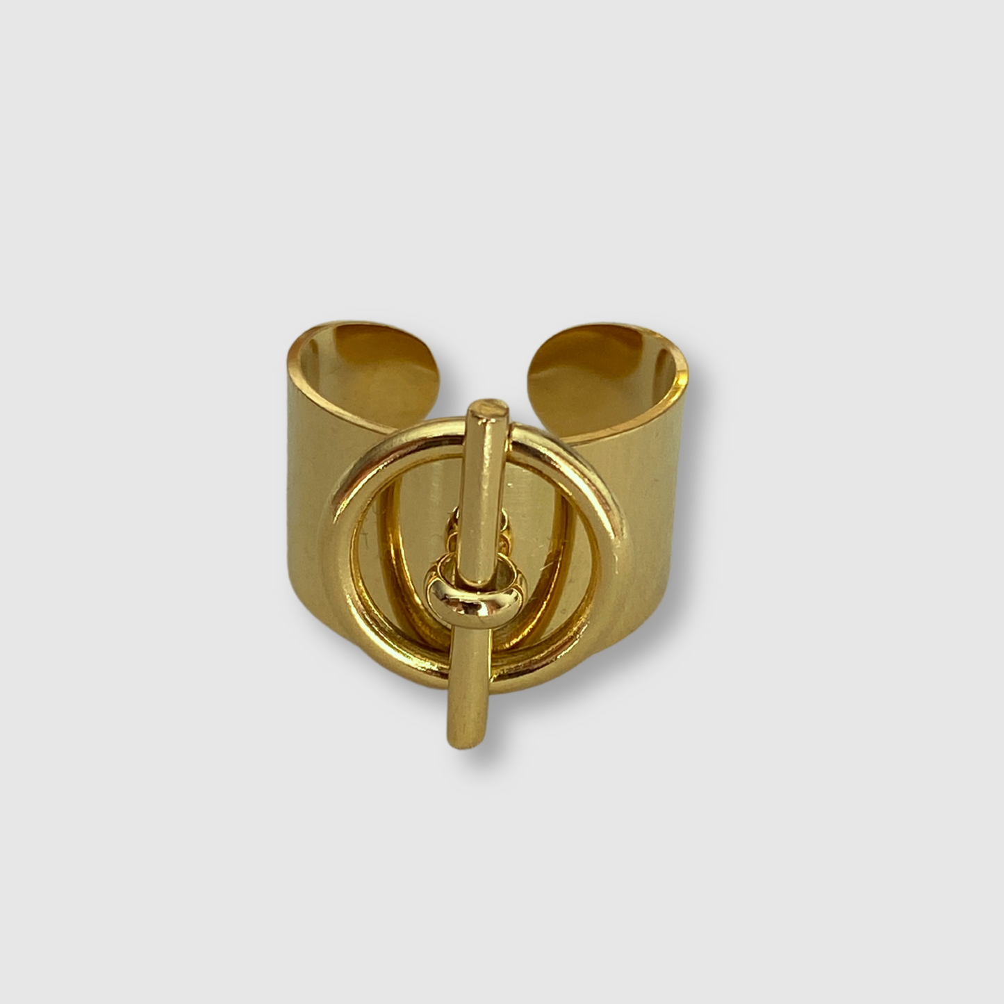 Bague Divinova-large, acier inoxydable, ajustable, couleur or, large anneau