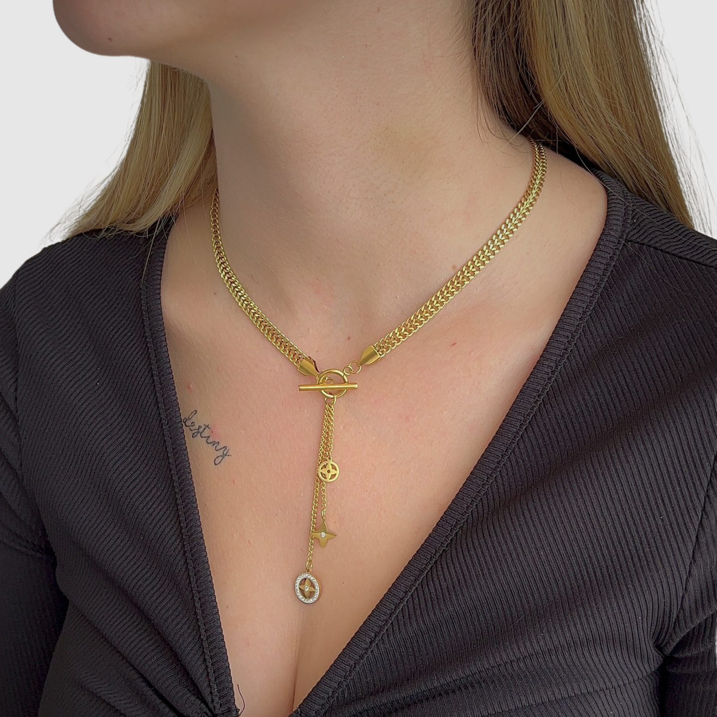 3 pendentifs d'étoiles 4 pointes, acier inoxydable, or, strass