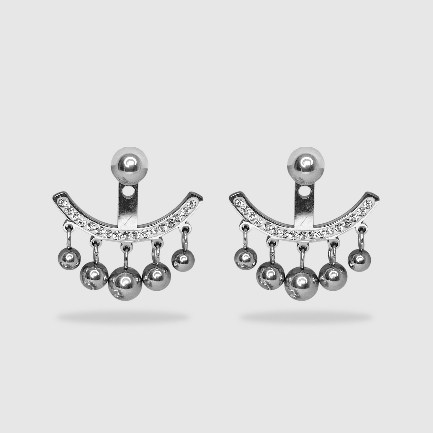 Boucles d'oreilles Fabulinda-strass, acier inoxydable, perles, strass, couleur argent