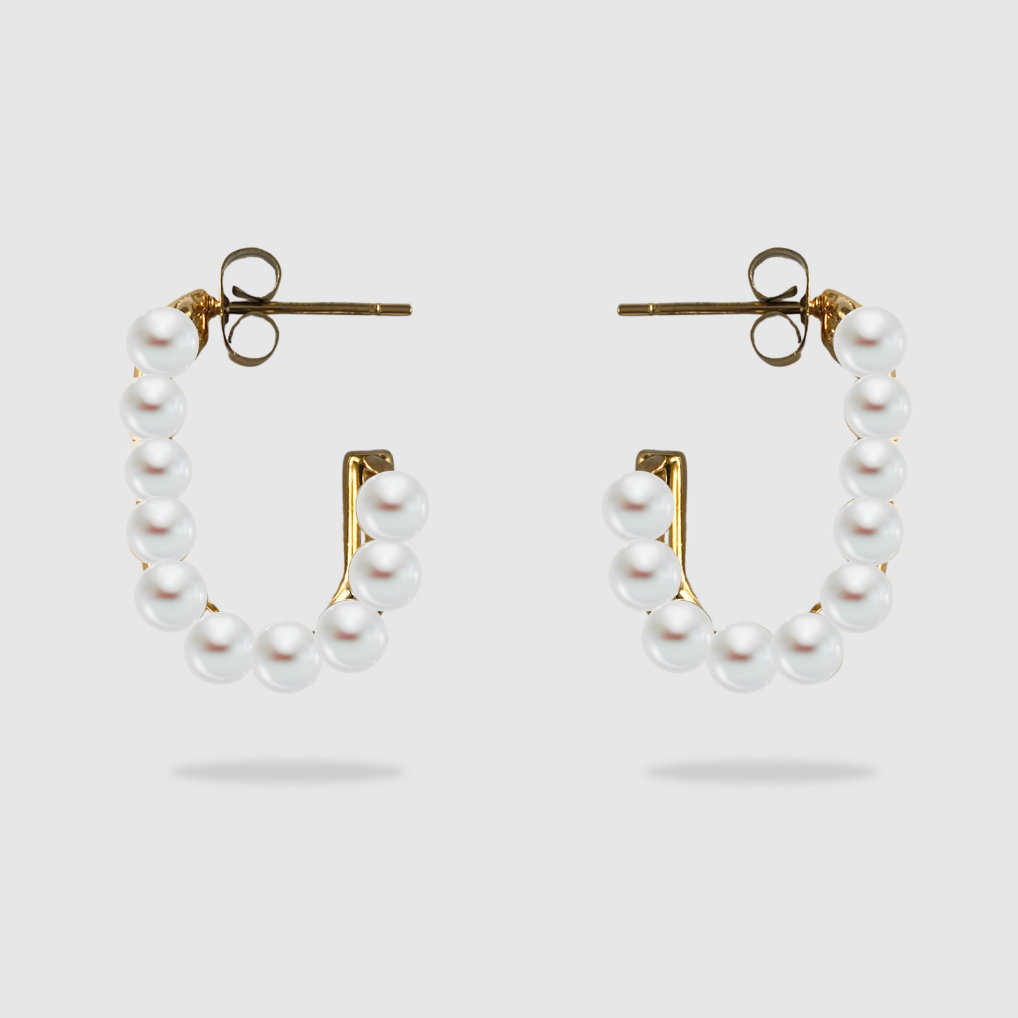 Boucles d'oreilles Joie-perles, acier inoxydable, rectangle, perles blanches, couleur or