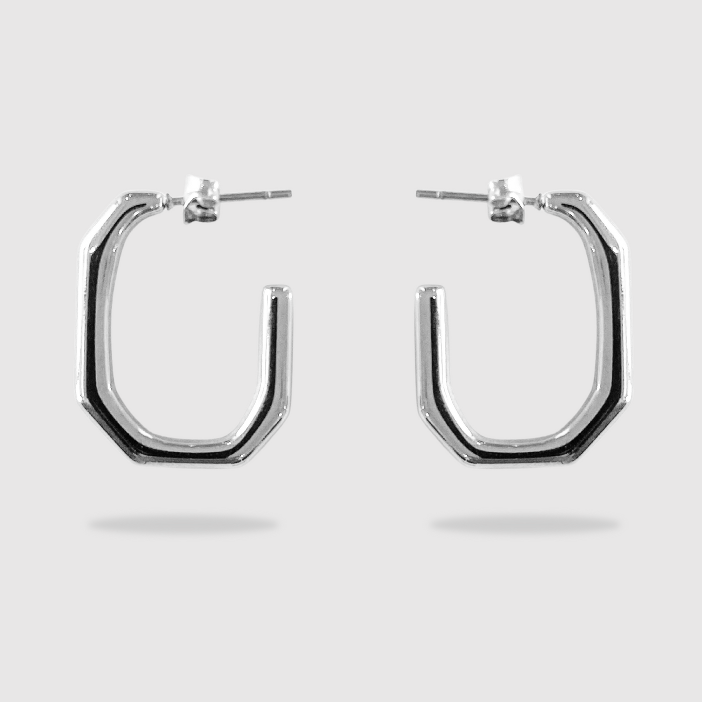Boucles d'oreilles Joly, acier inoxydable, forme géométrique ouverte, couleur argent