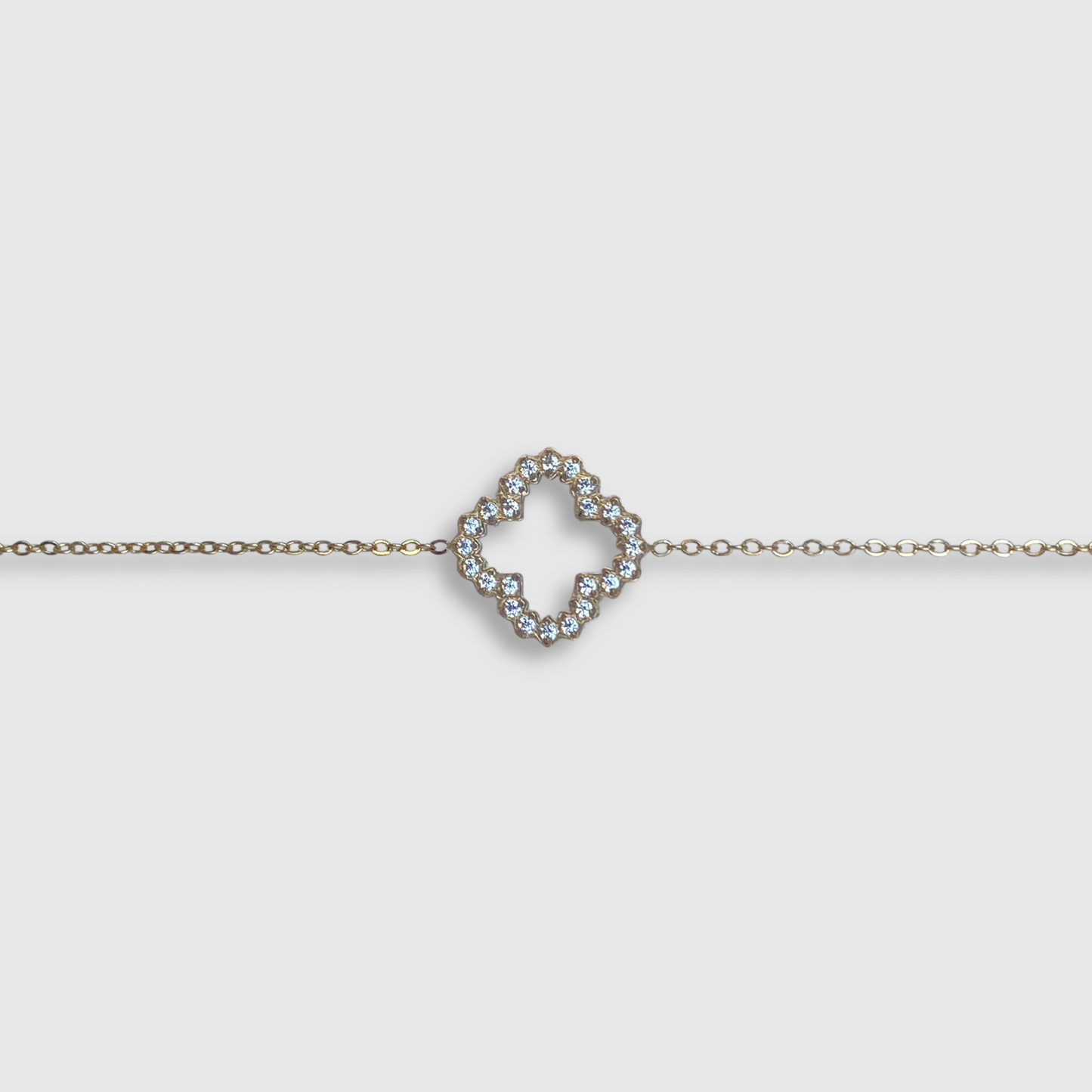 Bracelet Présage-luxe, acier inoxydable, trèfle, strass, ajustable, couleur or