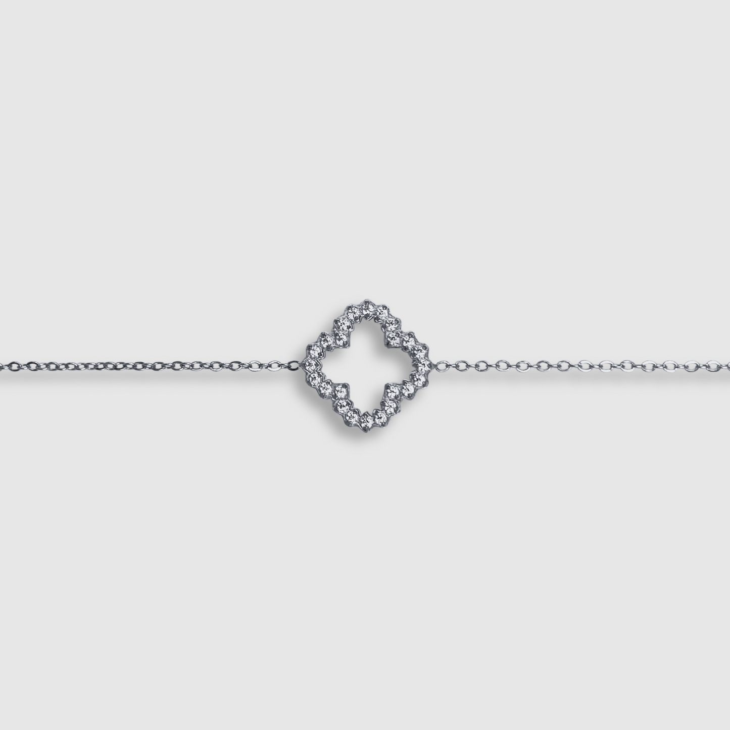 Bracelet Présage-luxe, acier inoxydable, trèfle, strass, ajustable, couleur argent