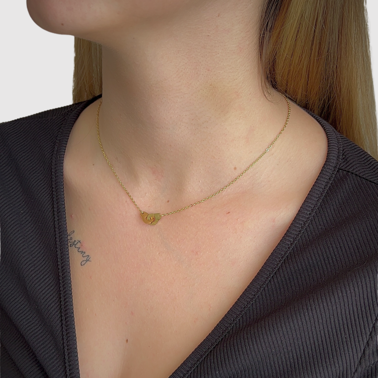 Collier Rebellux, acier inoxydable, menottes, ajustable, couleur or