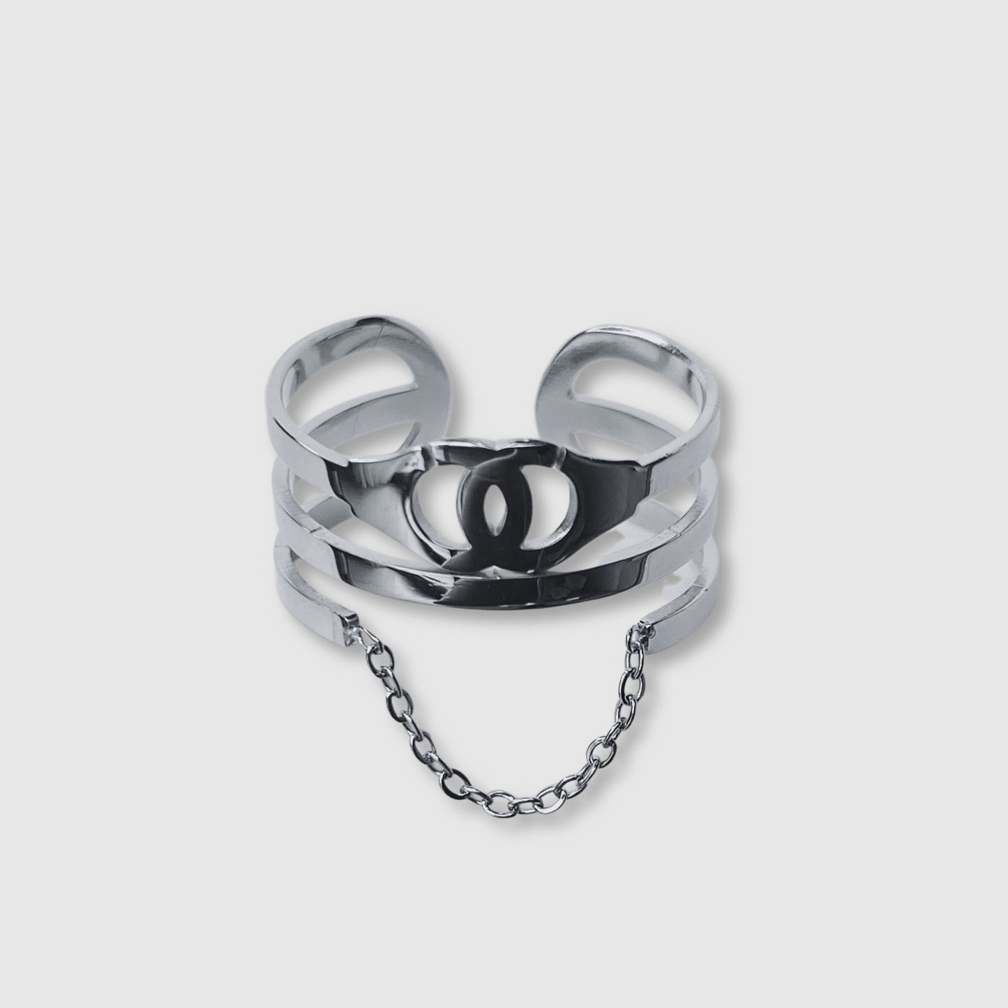 Bague Rebellux, Acier inoxydable, menottes, ajustable, couleur argent