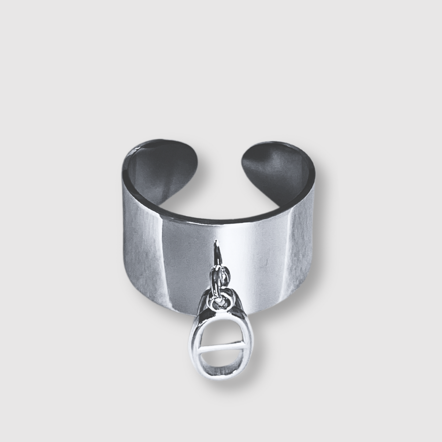 Bague Rêvira-breloque, acier inoxydable, 1 maillon breloque, ajustable, couleur argent