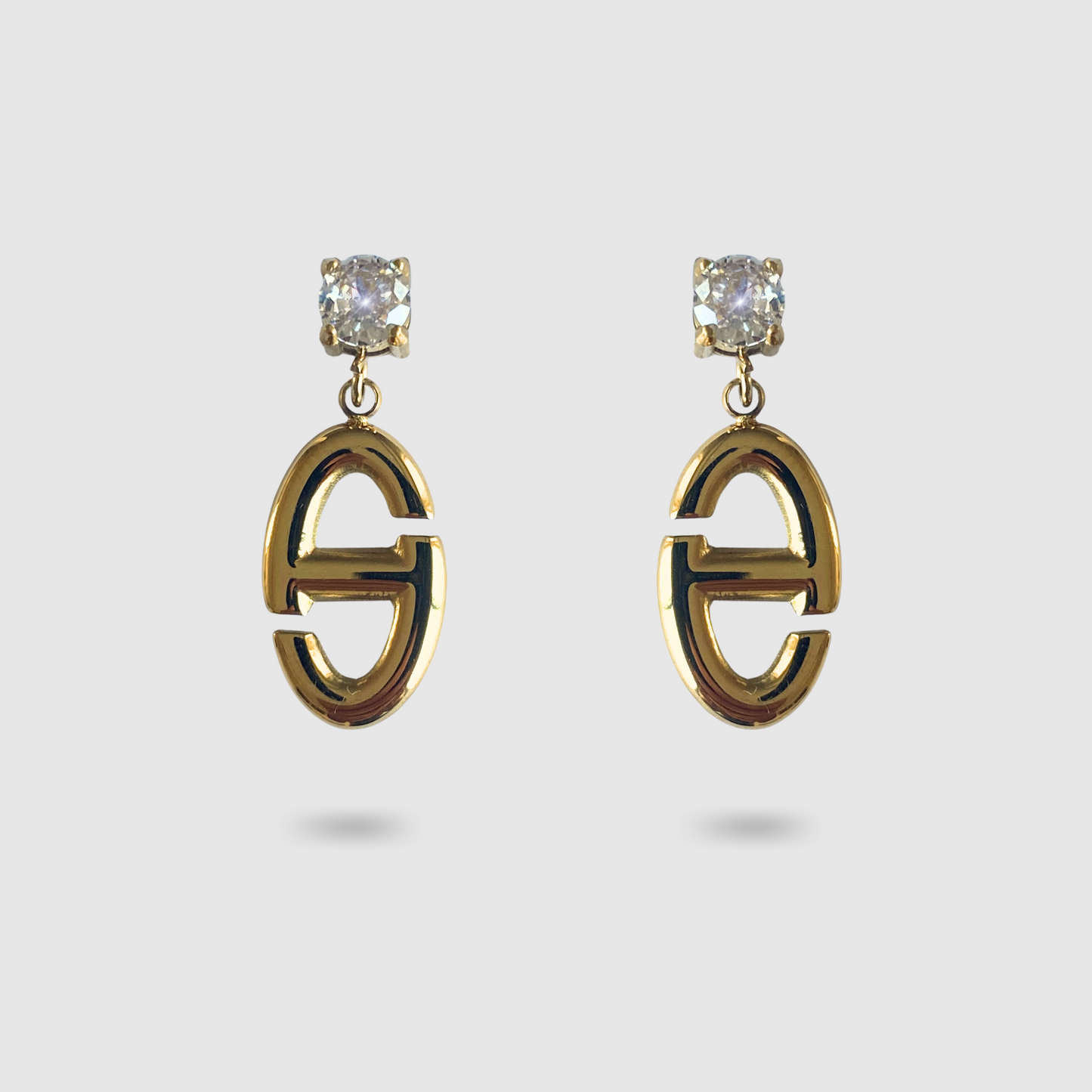 Boucles d'oreilles Rêvira-strass, acier inoxydable, 1 maillon, 1 diamant (imitation), couleur or