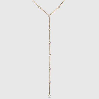 Collier Luxuria, acier inoxydable, strass, descente, ajustable, couleur or