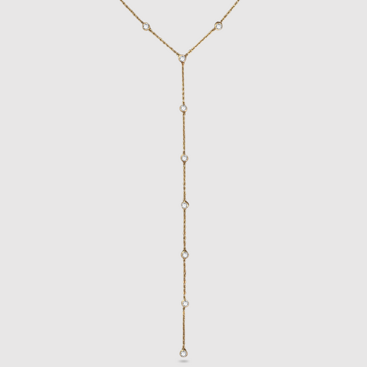 Collier Luxuria, acier inoxydable, strass, descente, ajustable, couleur or