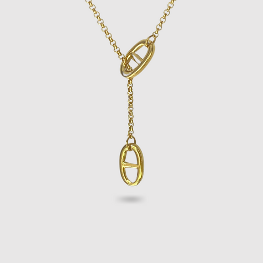 Collier Rêvira-chic, acier inoxydable, 2 maillons, descente, ajustable, couleur or