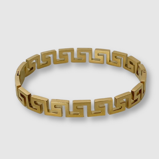 Bracelet-jonc Voga, Acier inoxydable, motifs vagues, couleur or