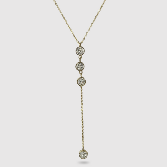 Collier Manifica, acier inoxydable, descente, 4 cercles avec strass, ajustable, couleur or