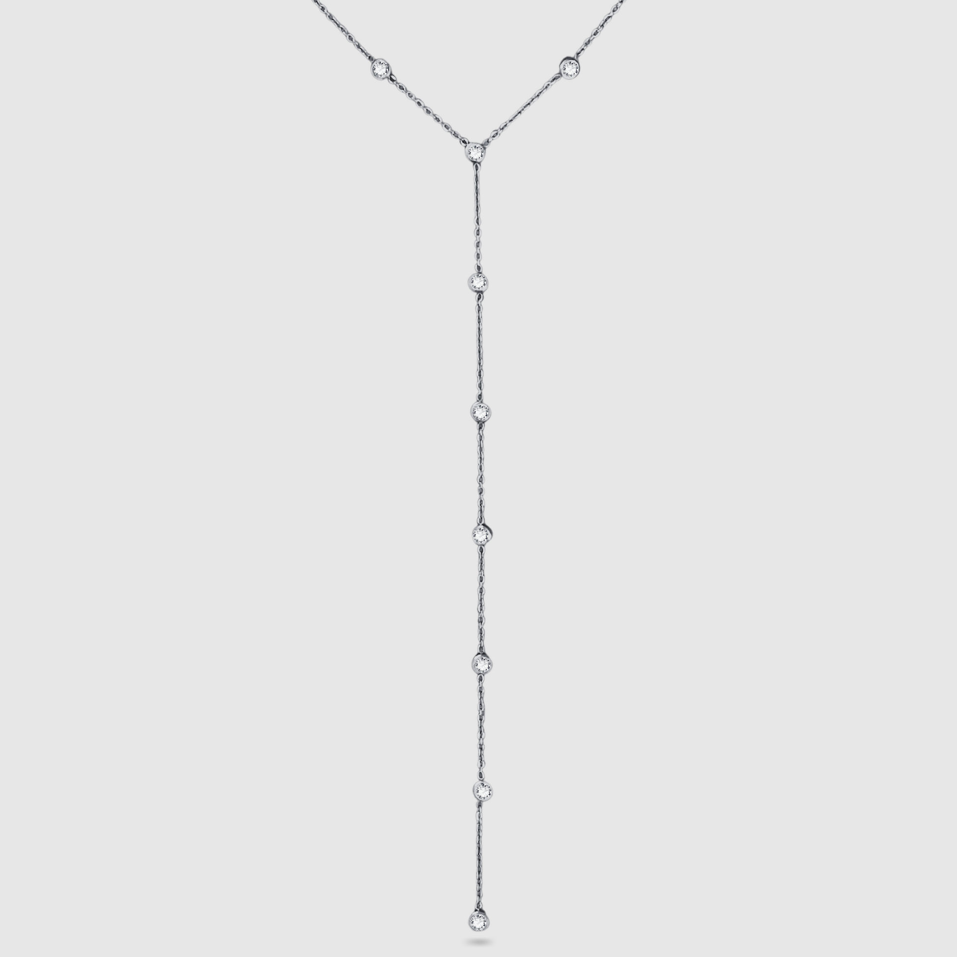 Collier Luxuria, acier inoxydable, strass, descente, ajustable, couleur argent