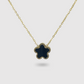 Collier acier inoxydable, fleur noire, ajustable, double-face