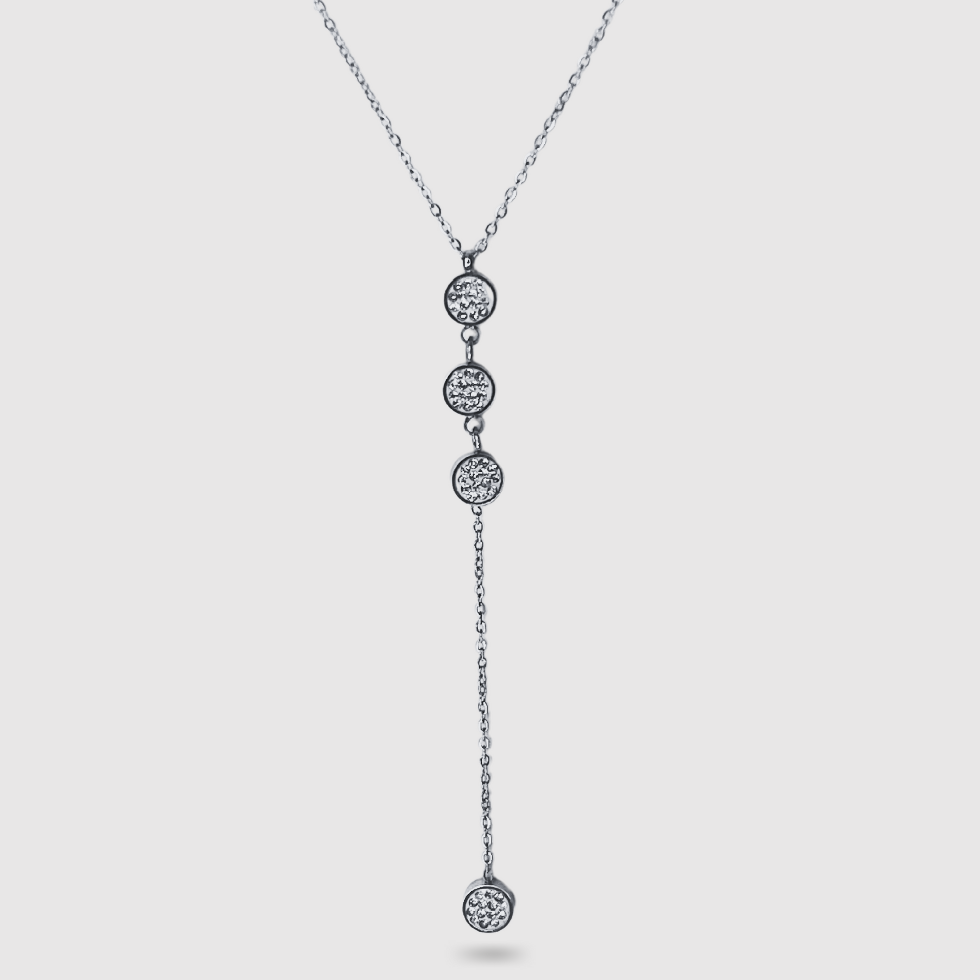 Collier Manifica, acier inoxydable, descente, 4 cercles avec strass, ajustable, couleur argent