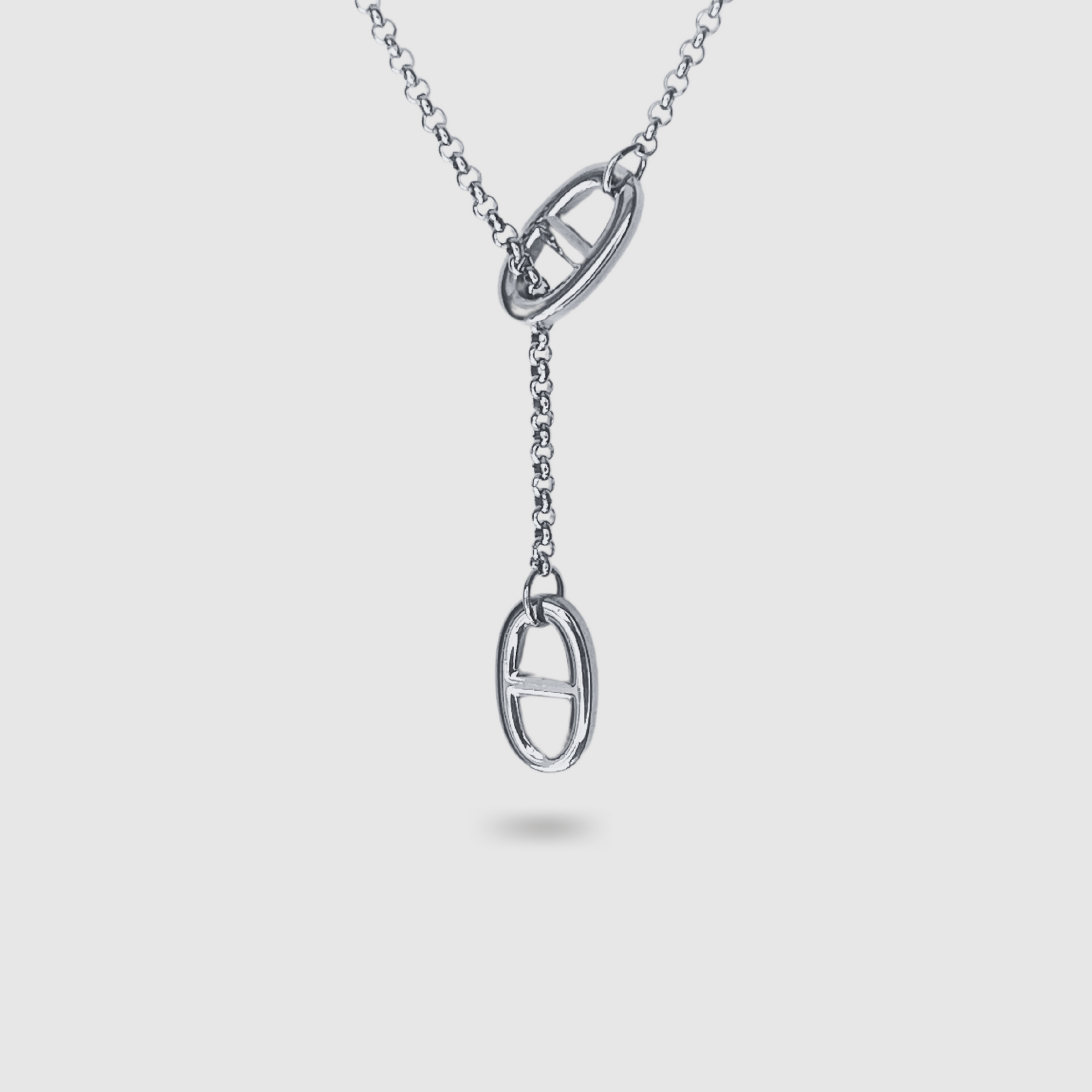 Collier Rêvira-chic, acier inoxydable, 2 maillons, descente, ajustable, couleur argent