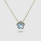 Collier acier inoxydable, fleur blanche, ajustable, double-face