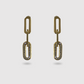 Boucles d'oreilles Amana, acier inoxydable, 3 maillons, strass, couleur or