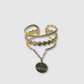 Bague Amour-breloque, acier inoxydable, disque gravé "amour", breloque, couleur or, ajustable
