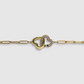 Bracelet Belladiva, acier inoxydable, 2 cœurs entrelacés, couleur or, strass, ajustable