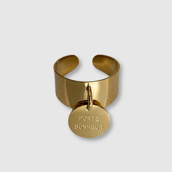 Bague Bonheur-breloque, acier inoxydable, 
