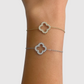 Bracelet Présage-luxe, acier inoxydable, trèfle, strass, ajustable, couleur or, couleur argent