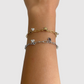 Bracelet Tav, Acier inoxydable, 3 soleils, 2 grappes de perles, couleur or, couleur argent, ajustable