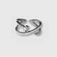Bague Clouette-double strass, acier inoxydable, double anneaux, clou, strass, ajustable, couleur argent