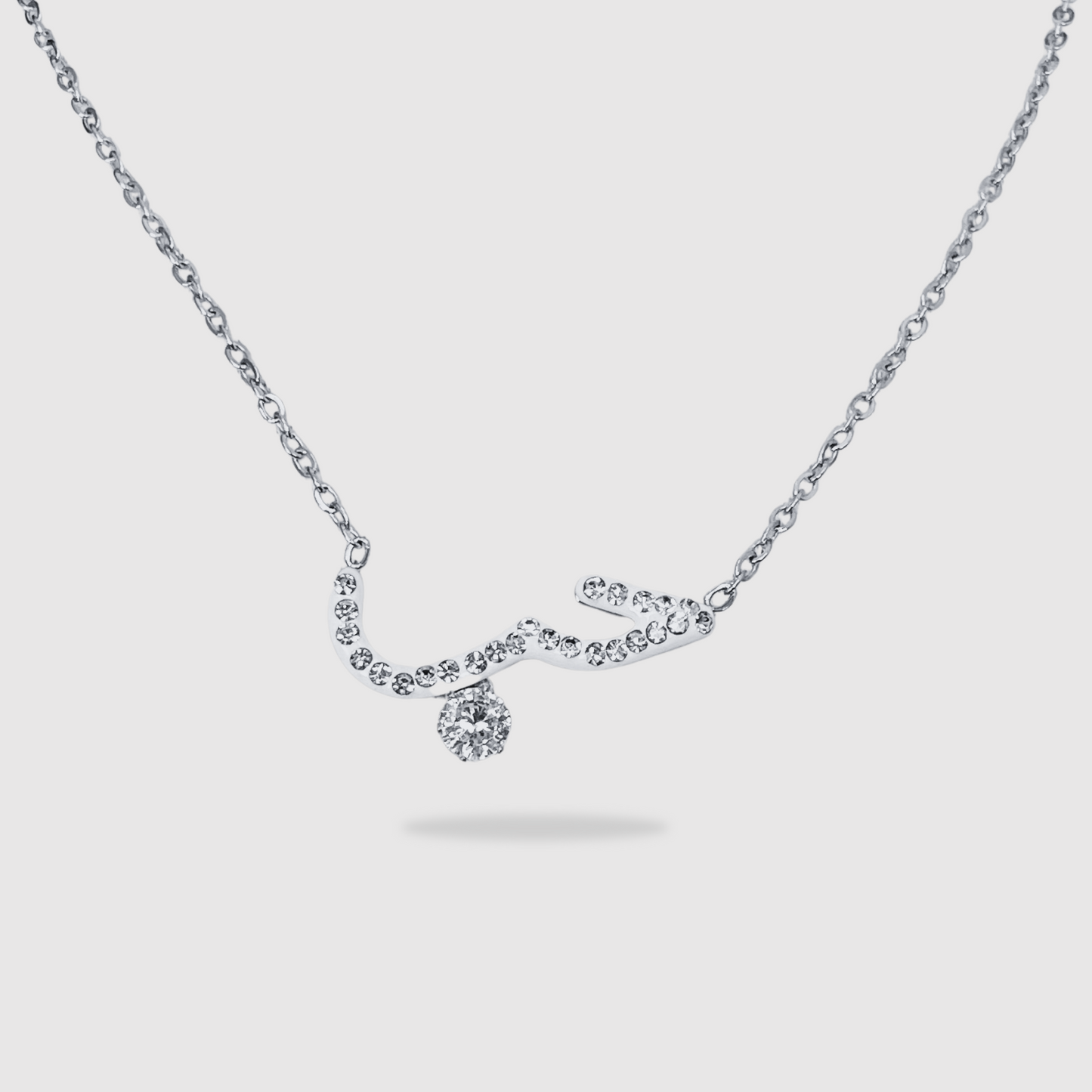 Acier inoxydable, "Hob" amour en arabe, ajustable, strass, couleur argent