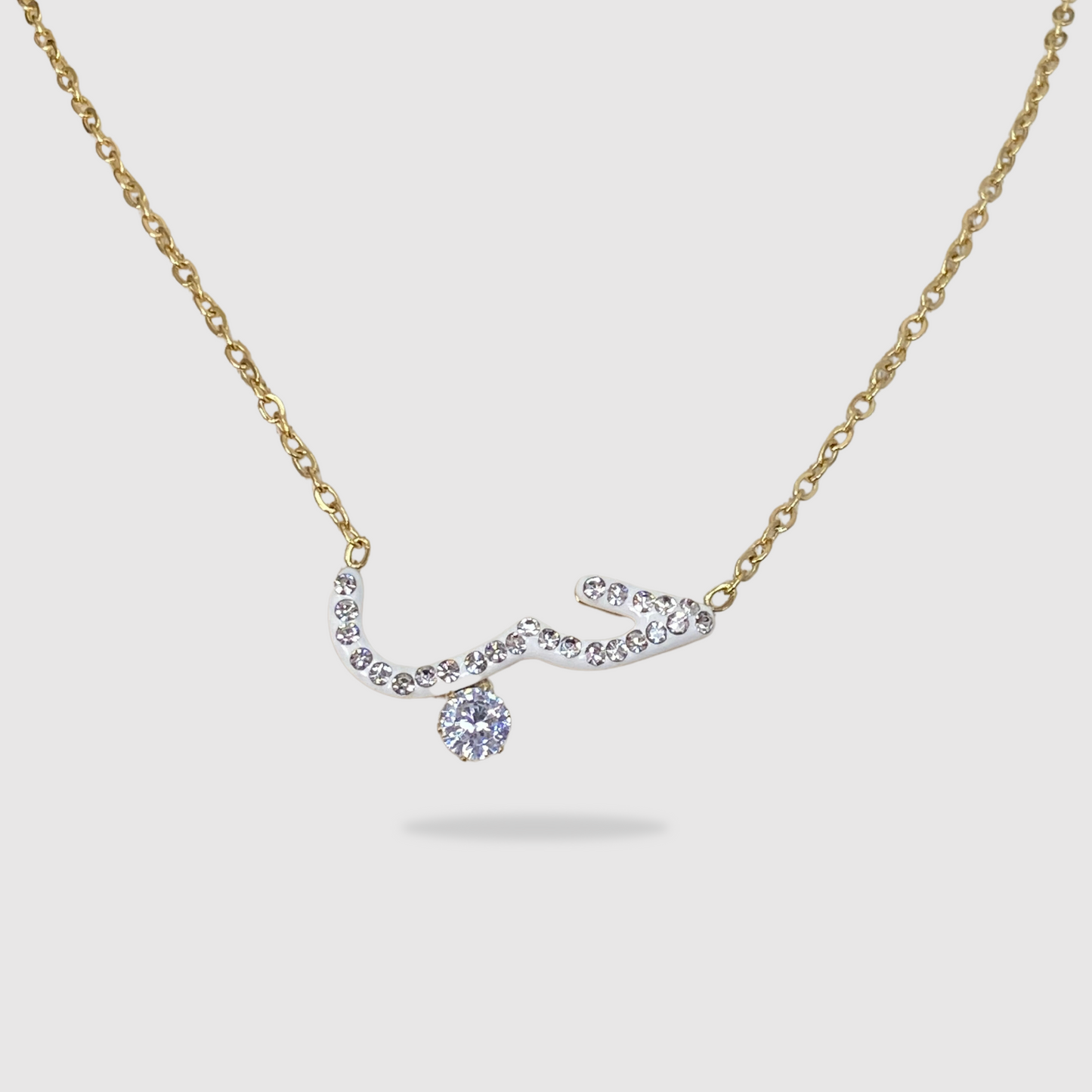 Acier inoxydable, "Hob" amour en arabe, ajustable, strass, couleur or