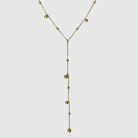 Collier Fabulinda, acier inoxydable, perles dorées, descente, ajustable, couleur or