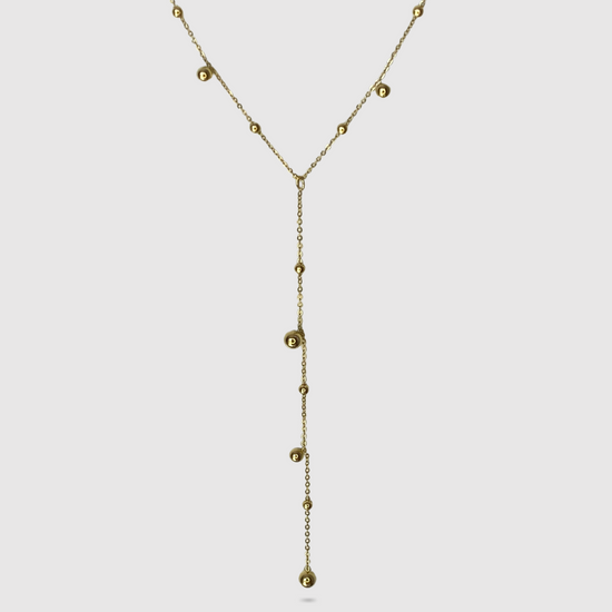 Collier Fabulinda, acier inoxydable, perles dorées, descente, ajustable, couleur or