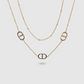 Collier ajustable double, acier inoxydable, 3 maillons, or