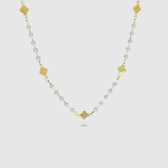 Acier inoxydable, 7 trèfles, perles, ajustable, couleur or
