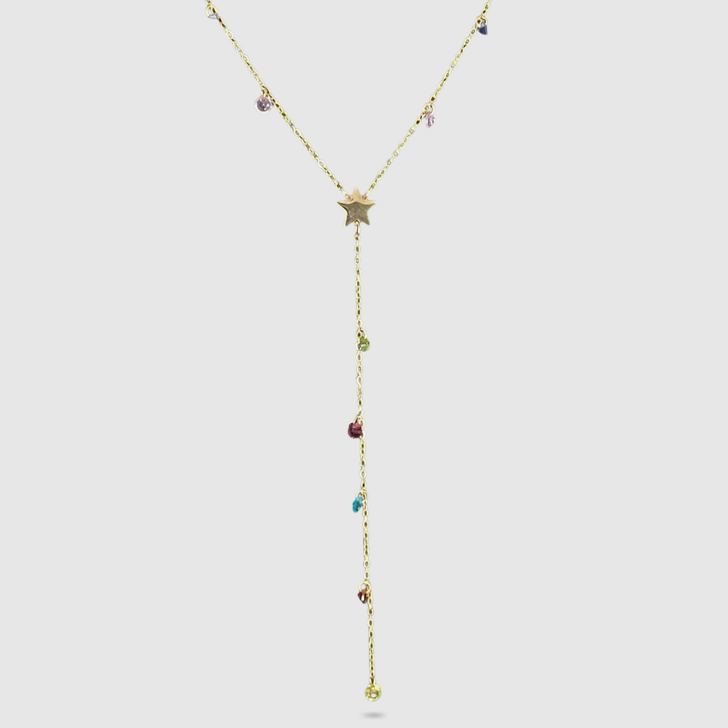 Acier inoxydable, étoile, strass diamants multicolores, descente, ajustable
