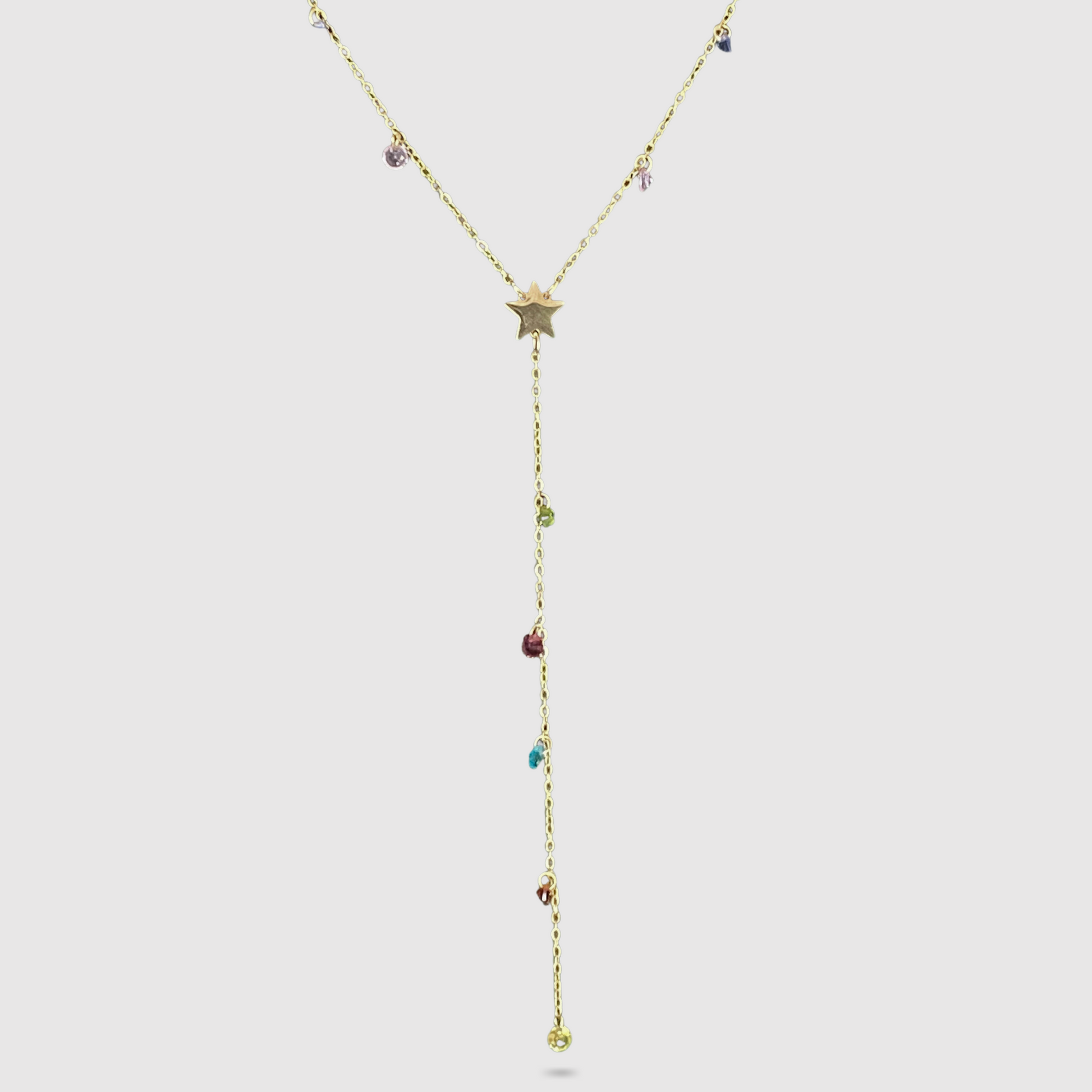 Acier inoxydable, étoile, strass diamants multicolores, descente, ajustable