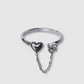 Bague Diamz-coeur, Acier inoxydable, diamant (imitation), cœur, ajustable, couleur argent, diamant transparent