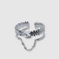 Bague Diamz, Acier inoxydable, double anneau, diamant (imitation), ajustable, couleur argent